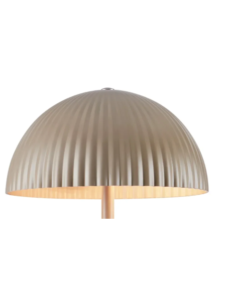 Détail lampe Zin brun abat-jour plissé et base métal Markslojd