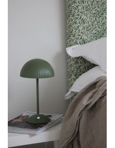 Lampe de table Zin Markslojd métal vert abat-jour plissé design naturel 2