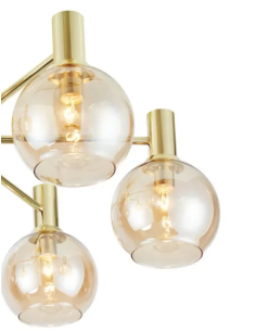 Plafonnier Ambra Markslojd laiton – 6 globes verre ambré design 75 cm 2