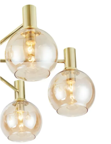 Détail plafonnier Ambra Markslojd globes verre ambré lumière chaude décorative