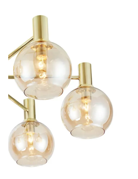Détail plafonnier Ambra Markslojd globes verre ambré lumière chaude décorative
