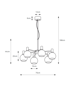 Suspension Ambra Markslojd laiton 6 globes verre ambré design 75 cm élégant 2