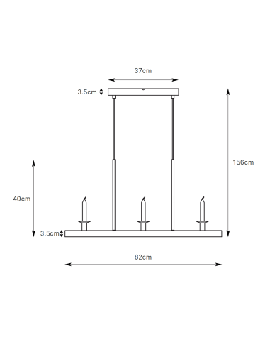 Détail plafonnier Dining noir mat LED variateur et support bougies coniques