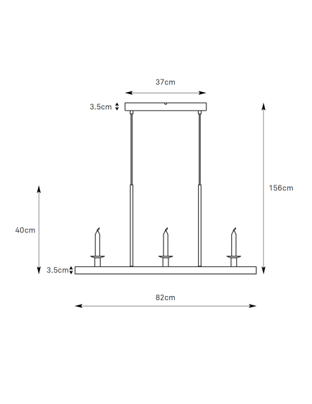 Détail plafonnier Dining noir mat LED variateur et support bougies coniques