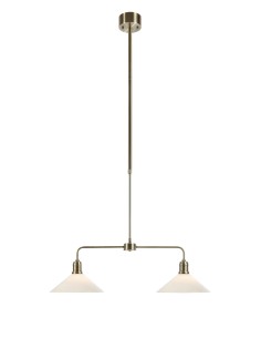 Plafonnier Vela Markslojd laiton antique avec abat-jour verre blanc vue principale