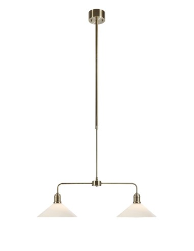 Plafonnier Vela Markslojd laiton antique avec abat-jour verre blanc vue principale