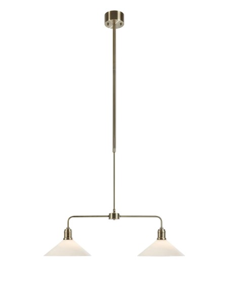 Plafonnier Vela Markslojd laiton antique avec abat-jour verre blanc vue principale