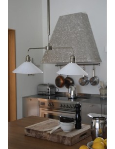 Plafonnier Vela Markslojd laiton antique avec abat-jour verre blanc vue principale 2