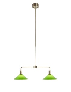 Plafonnier Vela Markslojd laiton antique avec abat-jour verre vert vue principale