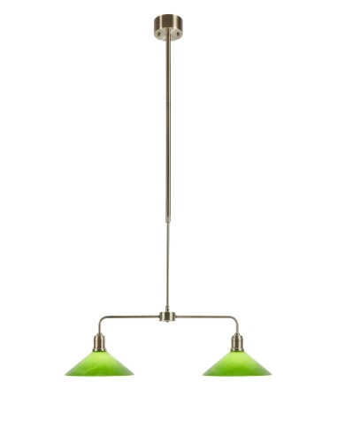 Plafonnier Vela Markslojd laiton antique avec abat-jour verre vert vue principale