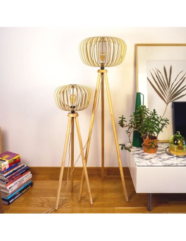 Lampadaire Led en bois E27 10 W - Atelier Loupiote - Duo Agathe
