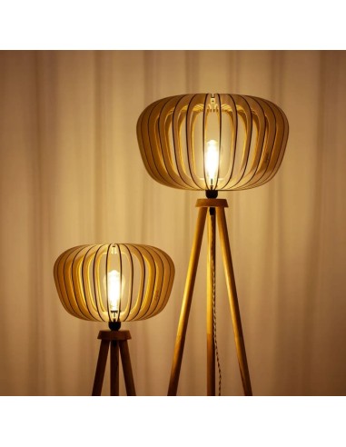 Lampadaire Led en bois E27 10 W - Atelier Loupiote - Duo Agathe