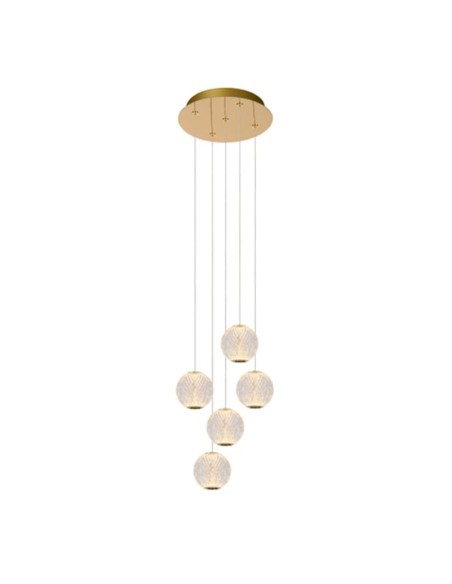 Suspension Led Diam. 32 cm Dimmable 5x4,7W 2700K Or mat - Lucide - Cintra