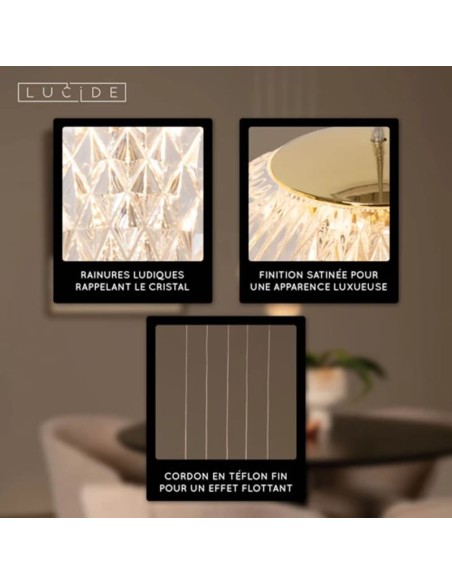 Suspension Led Diam. 32 cm Dimmable 5x4,7W 2700K Or mat - Lucide - Cintra