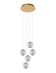 Suspension Led Diam. 32 cm Dimmable 5x4,7W 2700K Or mat - Lucide - Cintra 2