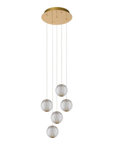 Suspension Led Diam. 32 cm Dimmable 5x4,7W 2700K Or mat - Lucide - Cintra