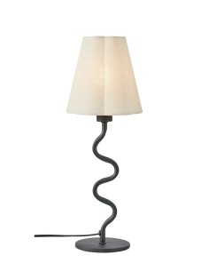 Lampe de table Veya Markslojd pied noir ondulé abat-jour lin