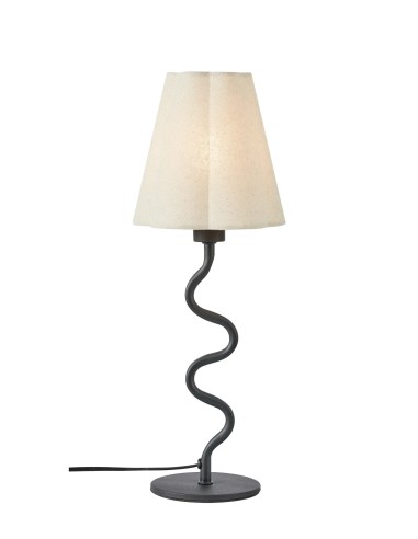 Lampe de table Veya Markslojd pied noir ondulé abat-jour lin