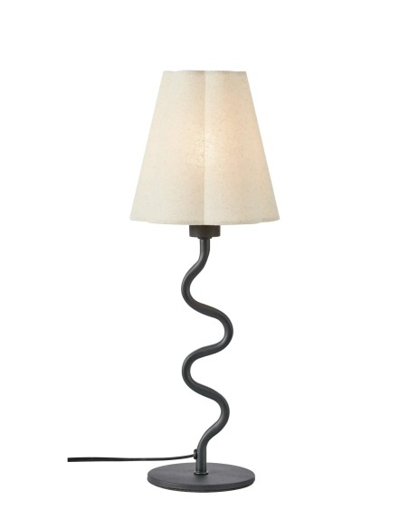 Lampe de table Veya Markslojd pied noir ondulé abat-jour lin