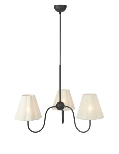 Plafonnier Veya Markslojd 3 lumières noir et abat-jour lin beige