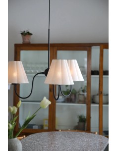 Plafonnier Veya Markslojd 3 lumières noir et abat-jour lin beige 2