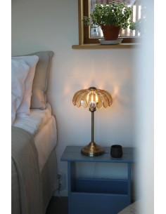 Lampe de table Kurage Markslojd verre ambre et laiton antique design élégant 2