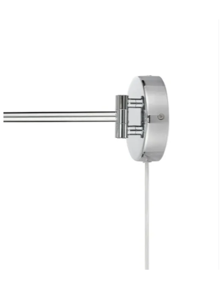 Applique Arlo chrome installée chambre éclairage lecture moderne