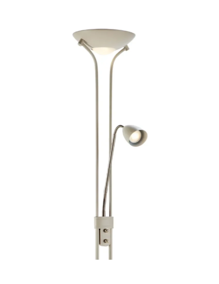 Lampadaire Modu beige installé dans salon ambiance chaleureuse