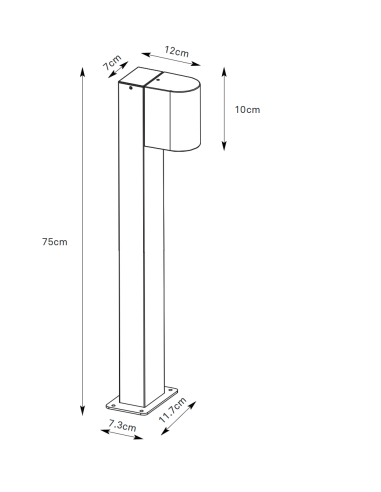 Détail éclairage vers le bas borne Alor extérieur design