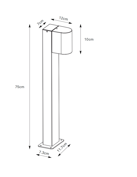 Détail éclairage vers le bas borne Alor extérieur design