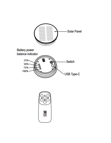 Module solaire amovible du plafonnier Ovia avec éclairage LED 3000K