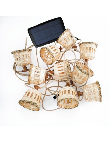 Guirlande lumineuse  solaire étanche 10 ampoules cordon jute Aurora - New Garden Leluminaireled.com