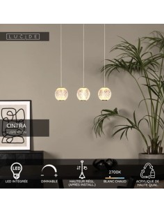 Suspension Led Dimmable 3 x4,7W 2700K 283 LM Or mat - Lucide - Cintra 2