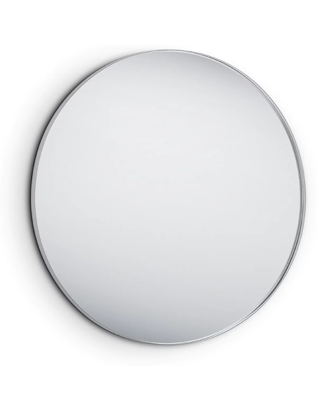 Miroir rond Britney 80 cm avec cadre en métal argenté design moderne