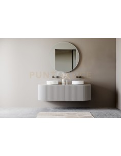 Miroir rond Britney 80 cm avec cadre en métal argenté design moderne 2