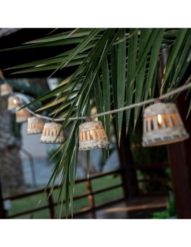 Guirlande lumineuse  solaire étanche 10 ampoules cordon jute Aurora - New Garden Leluminaireled.com