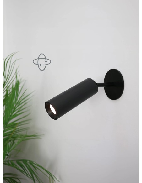 applique LED sans fil magnétique noire Roll 4 intérieur