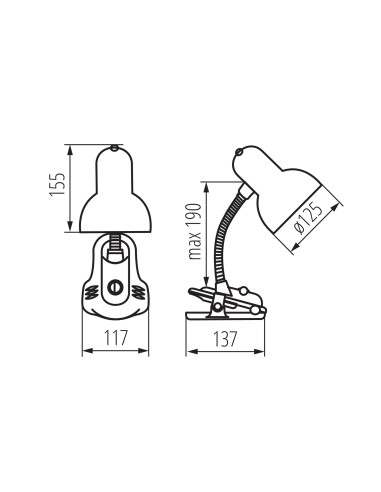 Lampe de bureau Kanlux SUZI fixée sur bureau avec pince gain de place espace travail