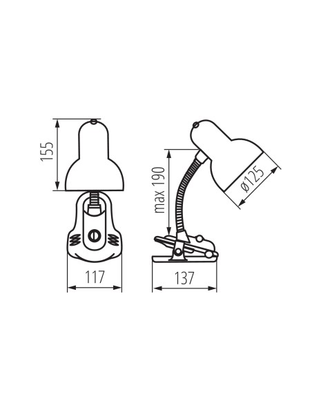 Lampe de bureau Kanlux SUZI fixée sur bureau avec pince gain de place espace travail