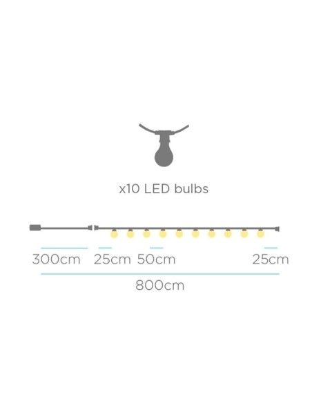 Guirlande lumineuse  solaire étanche 10 ampoules blanche Allegra - New Garden Leluminaireled.com