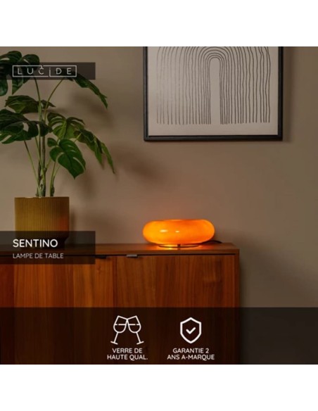 Lampe de table Diam. 29,5 cm 3 x G9 5W verre et métal  orange - Lucide - Sentino