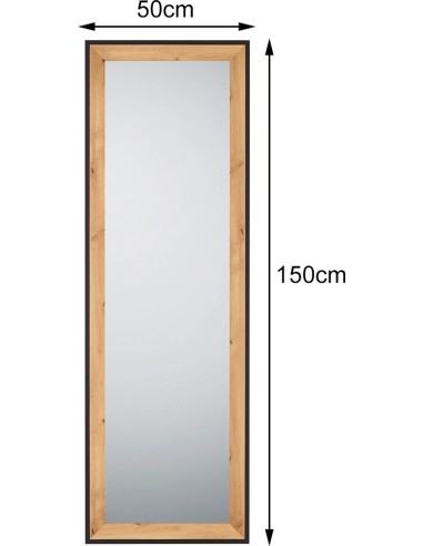 Miroir décoratif Branda bois naturel et noir 50x150 cm style moderne