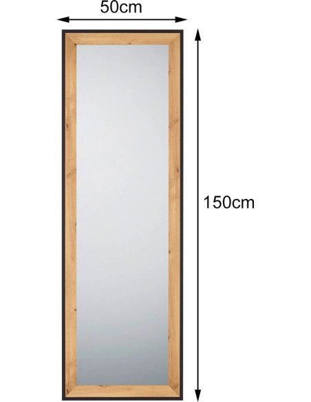 Miroir décoratif Branda bois naturel et noir 50x150 cm style moderne