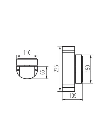 Applique murale Kanlux ZEW installée sur façade moderne double GU10 noir