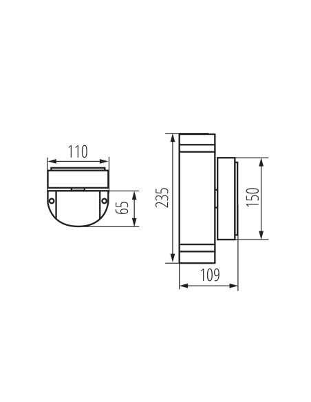 Applique murale Kanlux ZEW installée sur façade moderne double GU10 noir