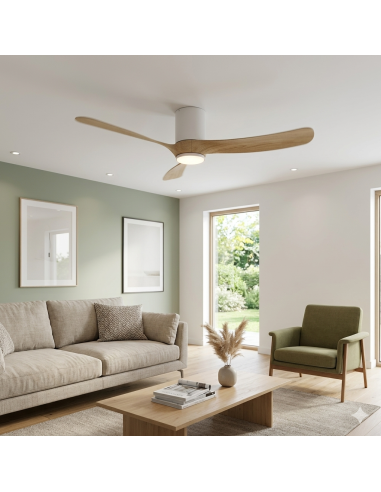Ventilateur Led Diam. 132 cm 19 W 2660 LM Blanc et Bois - Mantra - Nemo II L