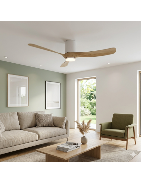 Ventilateur Led Diam. 132 cm 19 W 2660 LM Blanc et Bois - Mantra - Nemo II L