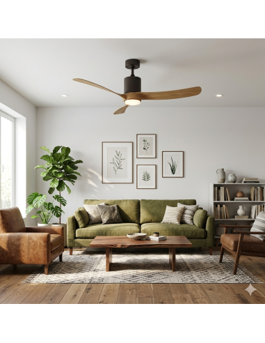 Ventilateur Led Diam. 132 cm 19 W 2660 LM Noir et Bois - Mantra - Nemo II L