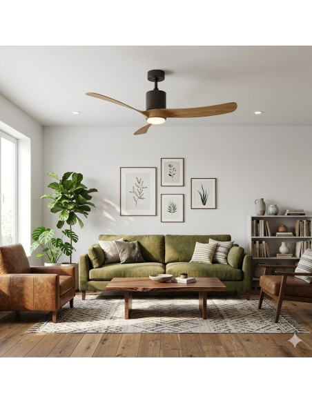 Ventilateur Led Diam. 132 cm 19 W 2660 LM Noir et Bois - Mantra - Nemo II L