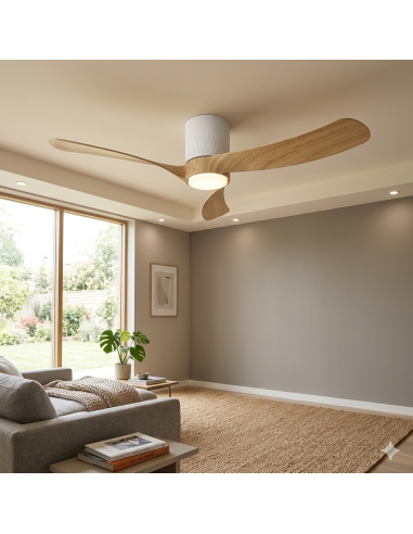 Ventilateur Diam.132 cm 19 W 3000/5000 K Blanc et Bois - Mantra - Nemo II M